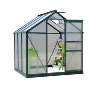Outsunny Large Walk-In Greenhouse Polycarbonate Garden Greenhouse Plants Grow Galvanized Base Aluminium Frame w/ Slide Door, 6 x 6 ft