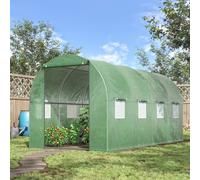 Walk-in Polytunnel Round / Gable Top Garden Greenhouse Heat Shed W/ Windows Outsunny Bright Green One Size