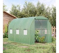 Walk-in Polytunnel Round / Gable Top Garden Greenhouse Heat Shed W/ Windows Outsunny Dark Green One Size