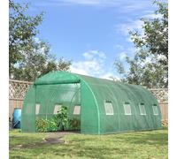 Walk-in Polytunnel Round / Gable Top Garden Greenhouse Heat Shed W/ Windows Outsunny Green One Size