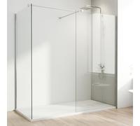 Walk-in Shower Enclosure, Shower Enclosure with 8mm Easy Clean Frosted Toughened Glass, Chrome, Reversible, Support Bar Included, AQUARA Shower Screen (Chrome Finish and Clear Glass, 1000mm + 800mm)