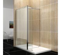 Walk In Shower Enclosure Wet Room Screen&300mm Flipper Glass Panel W/ Stone Tray