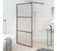 Walk-in Shower Screen 115 x 195 cm ESG Matte Black with Aluminium Frame Adjustable 5 mm Safety Glass Splash Guard Bath Divider Shower Enclosure