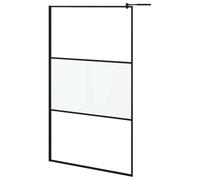 Walk-in Shower Screen 115 x 195 cm Semi-Matte ESG Glass, Black Aluminium Frame, Adjustable Support Bar 70-120 cm, Splash Protection, Modern Shower Enclosure for Bathtub, Divider