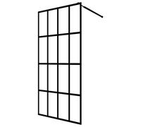vidaXL Walk-in Shower Screen in Frosted White and Black - Modern, Minimalist Shower Partition with Adjustable Profile, 5mm-Thick Frosted Tempered Glass and Sturdy Aluminium Frame