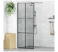 Walk-in Shower Wall Black Tempered Glass 80x195 cm 5mm Frame Adjustable 79-80 cm