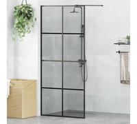 Walk-in Shower Wall Black Tempered Glass 90 x 195 cm 5mm 100cmSupport
