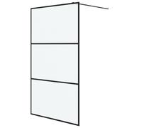 vidaXL Walk-in Shower Wall Black 115x195 cm Half Frosted ESG Glass Shower Wall