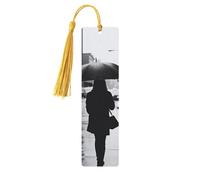 Walk in The Rain Wooden Bookmark Book Lovers Tassels Crafts Accessories Reading Book Club Party