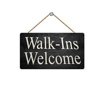 Walk-Ins Welcome Custom Wood Sign Office Business Salon Printed Wood Wall Art Sign Rustic Door Hanger Farmhouse Decoration Front Door Decor Home Porch Decor 5x10Inch Housewarming Gift