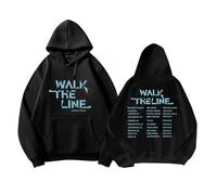 Walk The Line Hoodie 2025 World Tour Support Merch Unisex Cotton Gift SweatShirt(A black-Fleece,M)