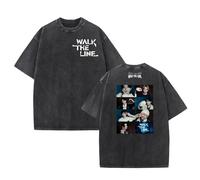 Walk The Line T-Shirt 2025 World Tour Desire:Unleash Graphic Supp-ort Washed Oversize Cotton Shirt(B,M)