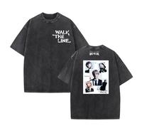 Walk The Line T-Shirt 2025 World Tour Desire:Unleash Graphic Supp-ort Washed Oversize Cotton Shirt(E,L)