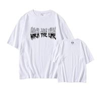 Walk The LINE Tshirt 2025 World Tour Merch Support Printed Cotton Shirts(White,S)