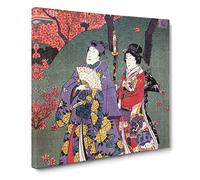 Walk Through the Cherry Trees by Utagawa Kunisada Canvas Print | Gallery Wrapped 30mm Frame Wall Art | 20x20 inches | Ready to Hang | Asian Landscape Picture | Living Room Bedroom Lounge Office