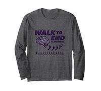Walk to End Alzheimers Awareness Fundraiser Support Long Sleeve T-Shirt, Adult Unisex, Dark Heather Grey, L