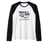 Walk to End Alzheimers Awareness Fundraiser Support Raglan Baseball Tee, Men, Black/White, L