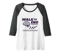 Walk to End Alzheimers Awareness Fundraiser Support Raglan Baseball Tee, Women, Dark Heather/White, M