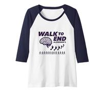 Walk to End Alzheimers Awareness Fundraiser Support Raglan Baseball Tee, Women, Navy/White, XXL