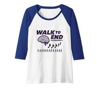 Walk to End Alzheimers Awareness Fundraiser Support Raglan Baseball Tee, Women, Royal Blue/White, S