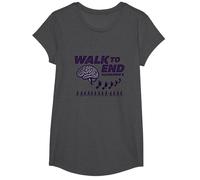 Walk to End Alzheimers Awareness Fundraiser Support T-Shirt, Girls, Dark Heather Grey, Large