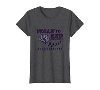 Walk to End Alzheimers Awareness Fundraiser Support T-Shirt, Women, Dark Heather Grey, S