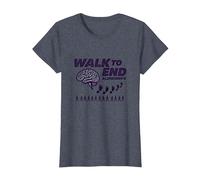 Walk to End Alzheimers Awareness Fundraiser Support T-Shirt, Women, Heather Blue, L