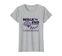 Walk to End Alzheimers Awareness Fundraiser Support T-Shirt, Women, Heather Grey, XL