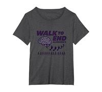 Walk to End Alzheimers Awareness Fundraiser Support T-Shirt, Women's Plus, Dark Heather Grey, 4X