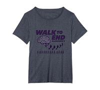 Walk to End Alzheimers Awareness Fundraiser Support T-Shirt, Women's Plus, Heather Blue, 5X