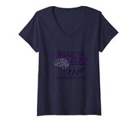 Walk to End Alzheimers Awareness Fundraiser Support V-Neck T-Shirt, Women, Navy, XXL