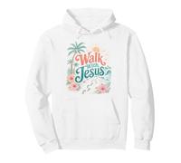 Walk with Jesus Coastal Beach Faith Summer Design Pullover Hoodie