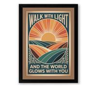 Walk with Light Retro Framed Wall Art Print A4 (29.7×21cm) Black, Wall Decor for Living Room, Bedroom, Office & Home, Ready to Hang, Art Gift