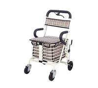 Walker, 4 Round Elderly Walker Foldable Can Sit Cart Shopping Cart Disabled Walking Assist，Sitting Width 38cm Compact kxtmm