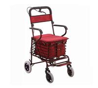 Walker, 4 Rounds Elderly Walker Collapsible Household Portable Cart Shopping Cart Disabled Walking Support, Sitting Width 40cm Compact kxtmm