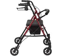 Walker, 4 Wheel Rolling Walker Wheelchair, Rehab for Seniors,Old People,Height Adjustable Seat Folding Walker for Adult, Spirit Red,Sp
