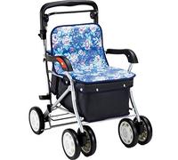 Walker, Aluminium 4 Wheeled Rollator Walker with Shopping Basket Foldable Walking Frame for Elderly Mobility Aid Height Adjustable Rolling Walker It's so Kind of You