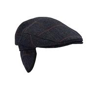 WALKER AND HAWKES - Derby Tweed Eddie Flat Cap w/Foldable Ear Flaps - Blue Tweed - 2XL (61cm)