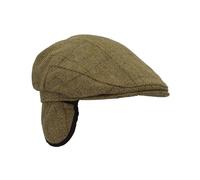WALKER AND HAWKES - Derby Tweed Eddie Flat Cap w/Foldable Ear Flaps - Light Sage - 2XL (61cm)
