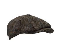 Walker and Hawkes Harris Tweed 8-Panel Thomas Baker Boy Cap - Clinton Brown - XL (60cm)