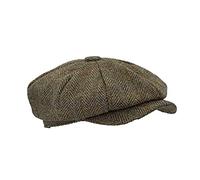 Walker and Hawkes Harris Tweed 8-Panel Thomas Baker Boy Cap - Moss Green - XL (60cm)