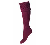 WALKER AND HAWKES - Ladies Merino Wool Rannoch Shooting Socks - Burgundy - Small