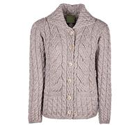 WALKER AND HAWKES - Ladies Supersoft Merino Wool Harrison Buttoned Cardigan - Marble Grey - Small (UK 8-10)