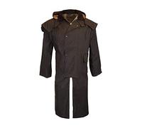 WALKER AND HAWKES - Men's and Women 100% Wax Cotton Stockman Olive Brown Water Resistent Heavyweight Cape Coat - Brown - Large