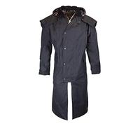 WALKER AND HAWKES - Men's and Women 100% Wax Cotton Stockman Olive Brown Water Resistent Heavyweight Cape Coat - Navy - L