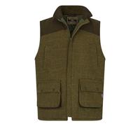 WALKER AND HAWKES - Men's Derby Tweed Warrington Shooting Gilet w/Shoulder Patch - Dark Sage M