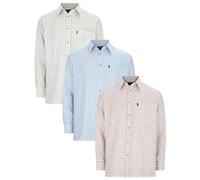 WALKER AND HAWKES - Men's Green Easy Care Chequered Murton Country Plain Smart Easy Iron Shirt - Assorted 3 Pack - Medium (40'')