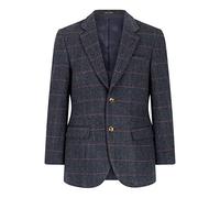 WALKER AND HAWKES - Men's Green Sage Two Button Derby Tweed Windsor Regular Fit Blazer - Blue Tweed - 44