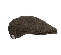 WALKER AND HAWKES - Men's Grey Brown 100% Scottish Harris Tweed Oakmoor Flat Cap - Charcoal - 2X-Large (61cm)