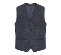 WALKER AND HAWKES - Men's Grey Brown Authentic Premium 100% Scottish Harris Tweed Dalston Tailored Fit Waistcoat - Royal Blue - 50